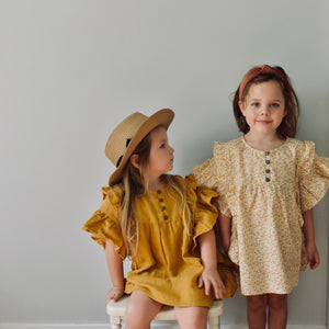 Esme Frill Dress - Yellow Floral